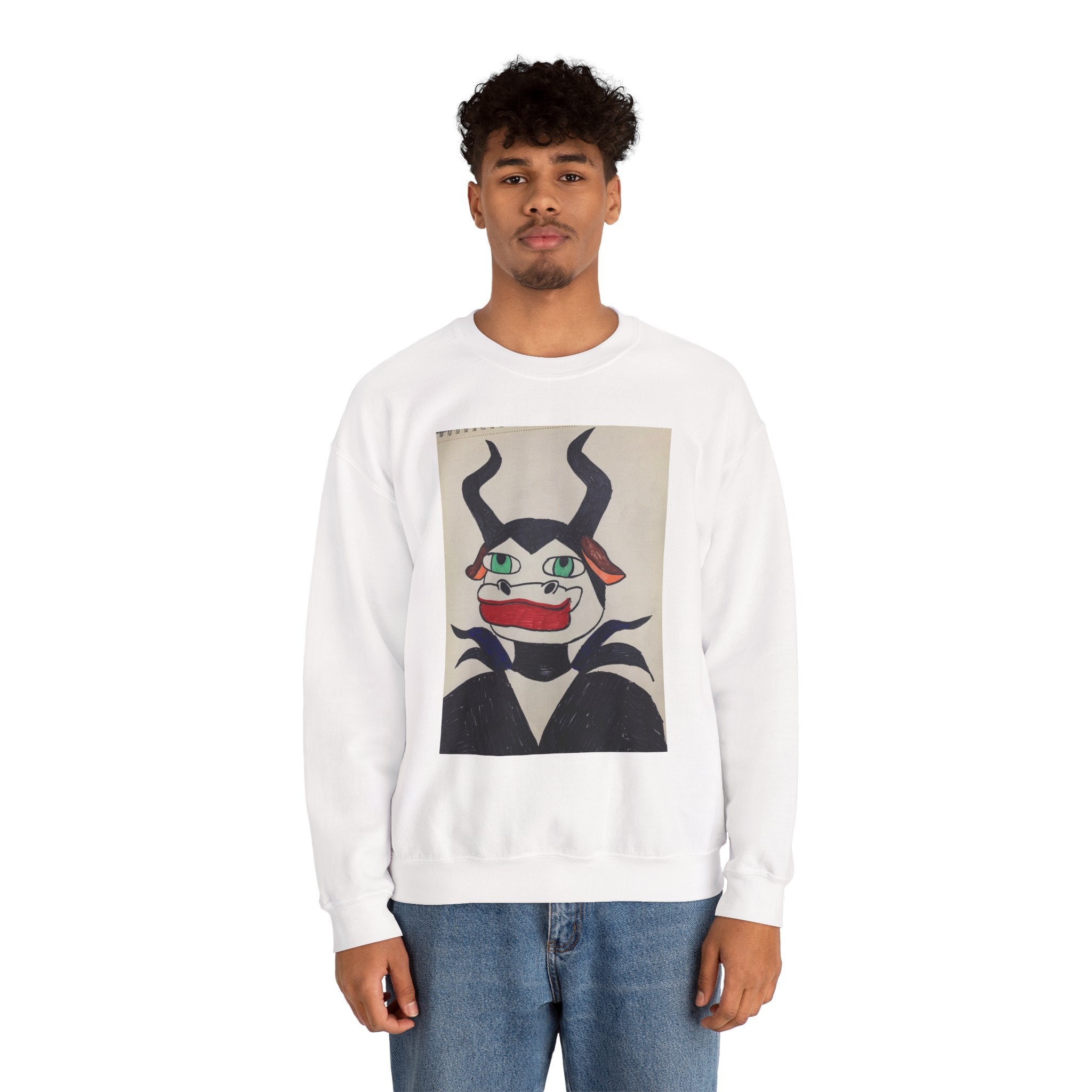 Whimsical Demon Graphic Sweatshirt, Unisex Crewneck, Cozy Winter Layer, Unique Gift, Casual Streetwear