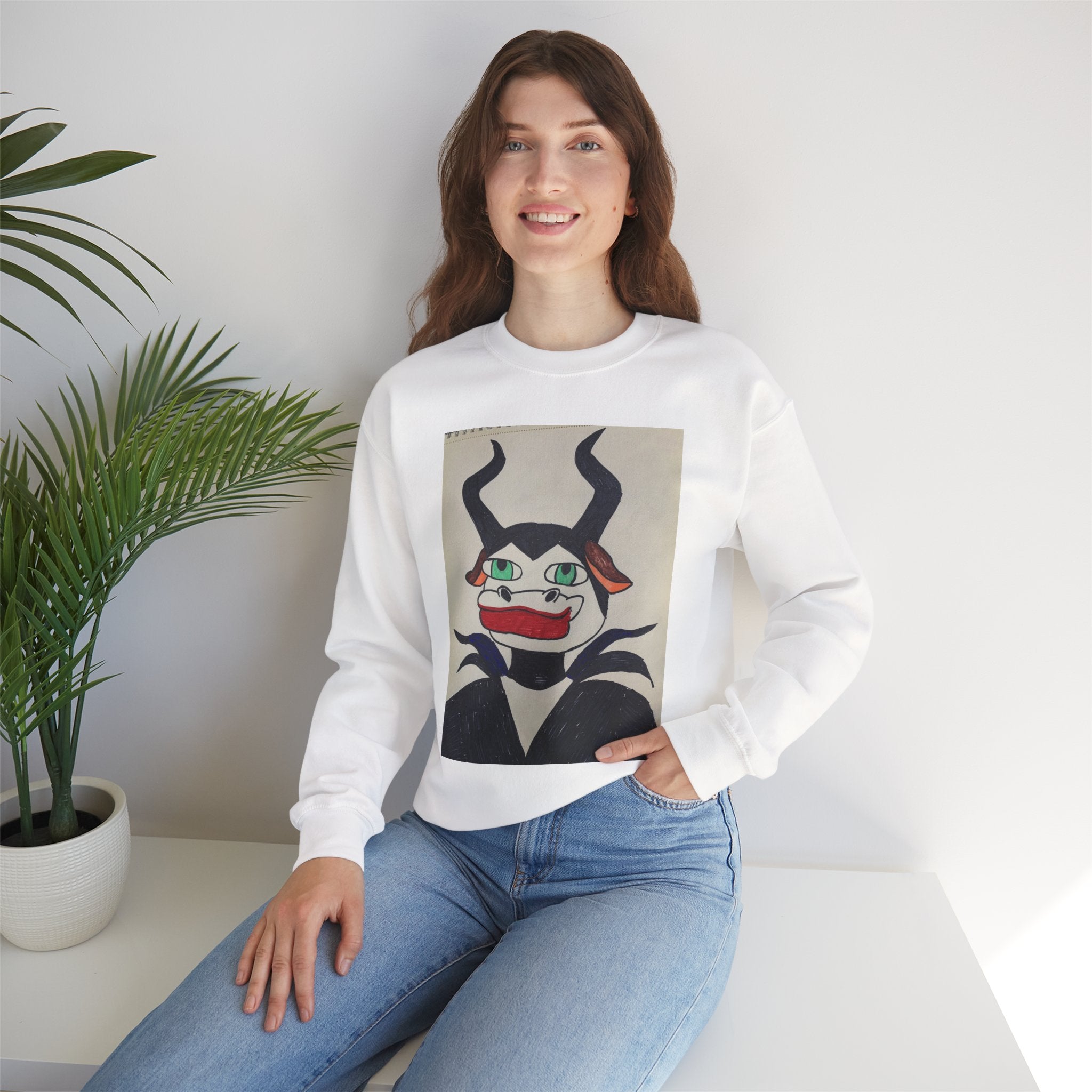 Whimsical Demon Graphic Sweatshirt, Unisex Crewneck, Cozy Winter Layer, Unique Gift, Casual Streetwear