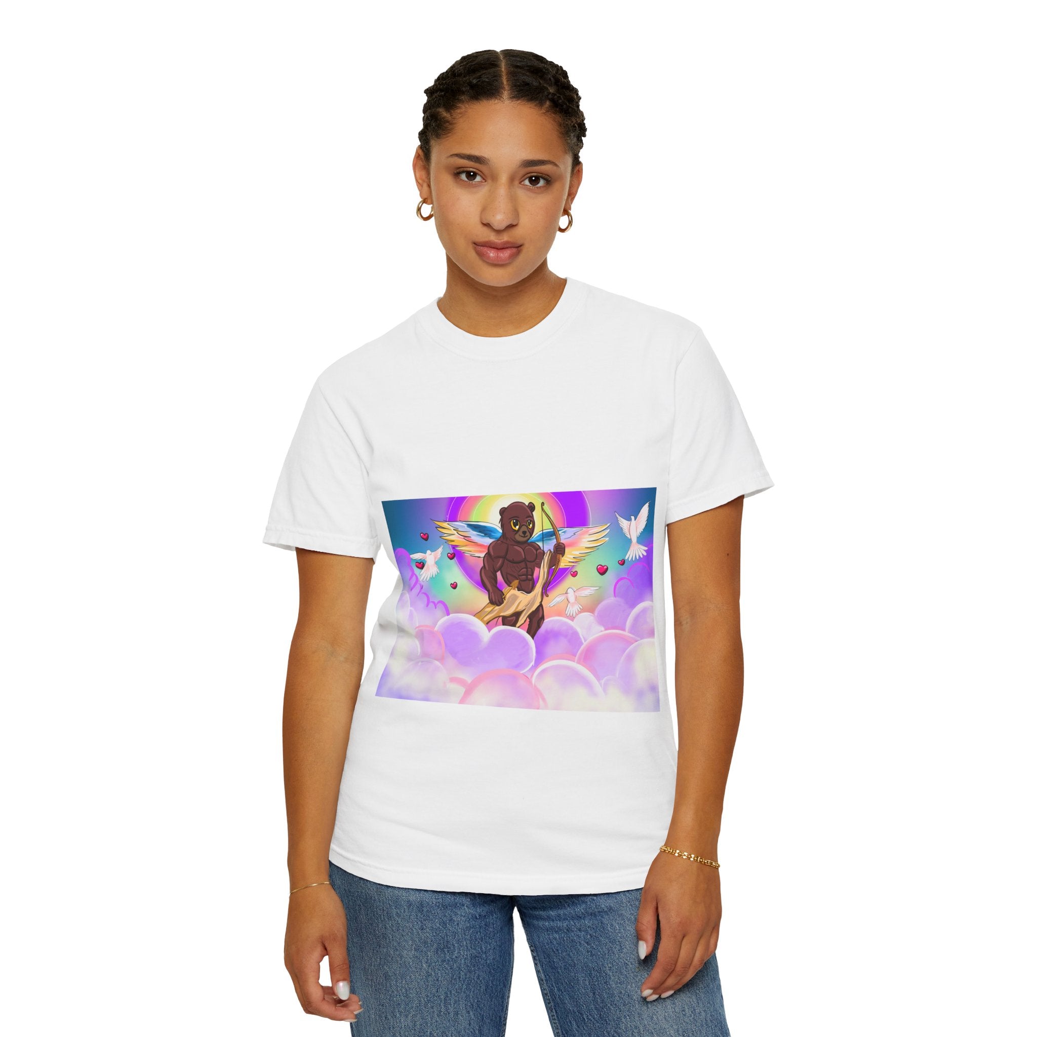 Angel Bear T-shirt, Unisex Garment-Dyed Tee, Colorful Graphic Shirt, Cute Animal Design, Gifts for Nature Lovers, Fun Casual Wear