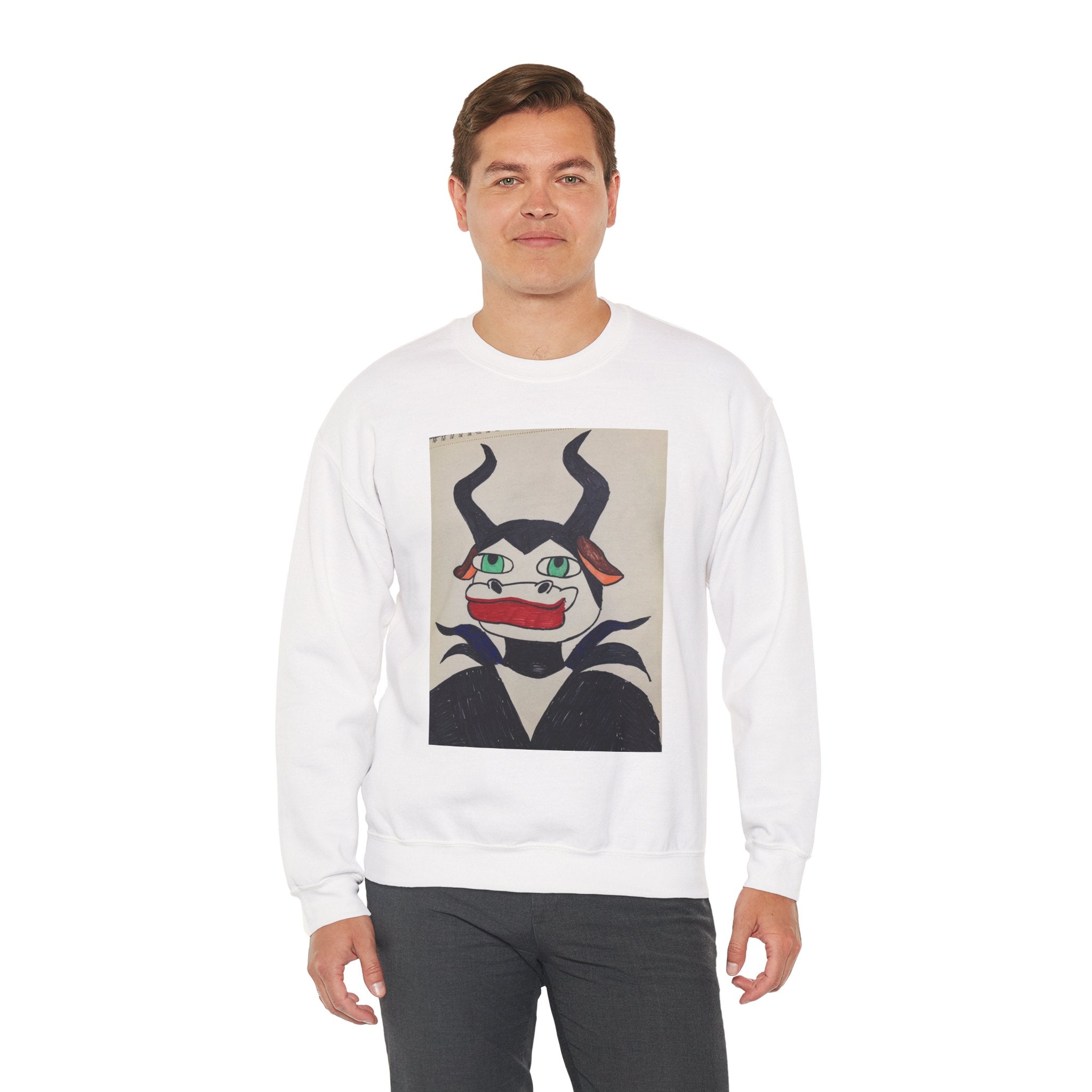 Whimsical Demon Graphic Sweatshirt, Unisex Crewneck, Cozy Winter Layer, Unique Gift, Casual Streetwear